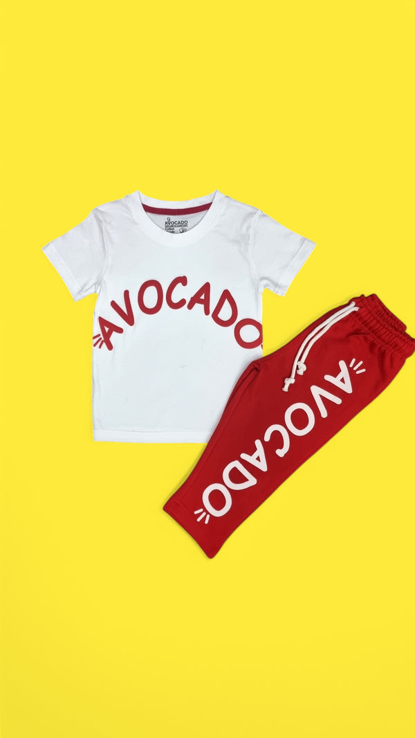 Red Avocado Printed Tee & Terry Trouser