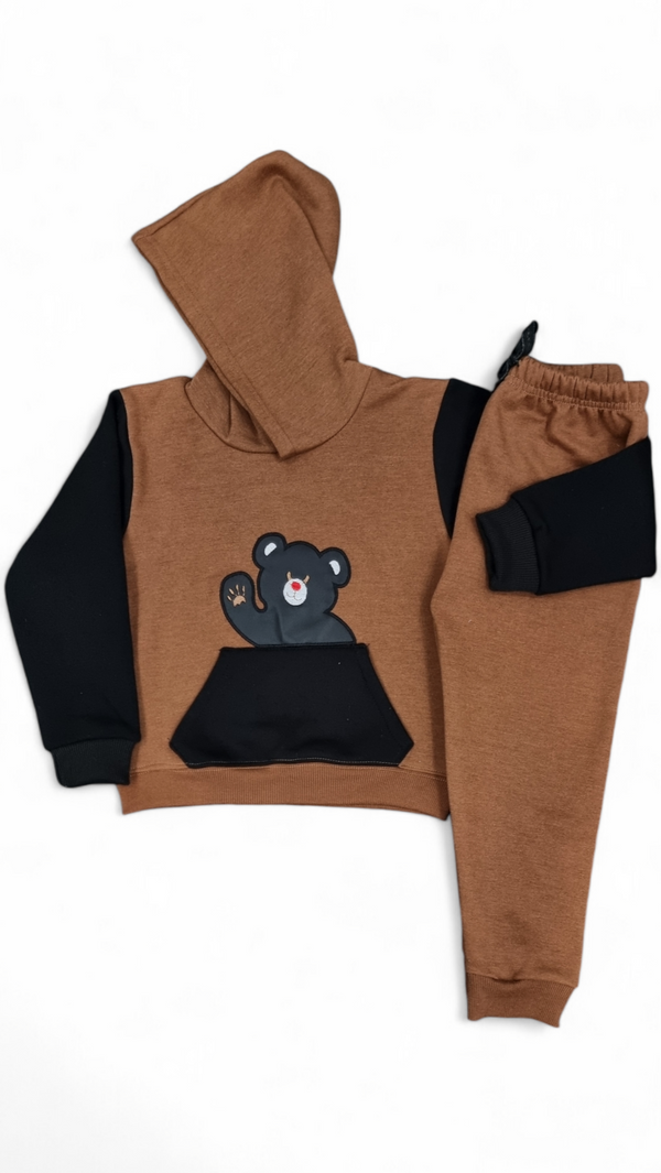 Black Pooh Bear Premium Fleece Hoodie & Trouser