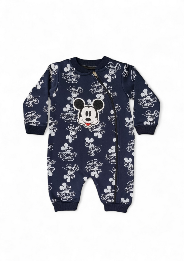 Mickey Mouse All Over Navy Blue Winter Romper