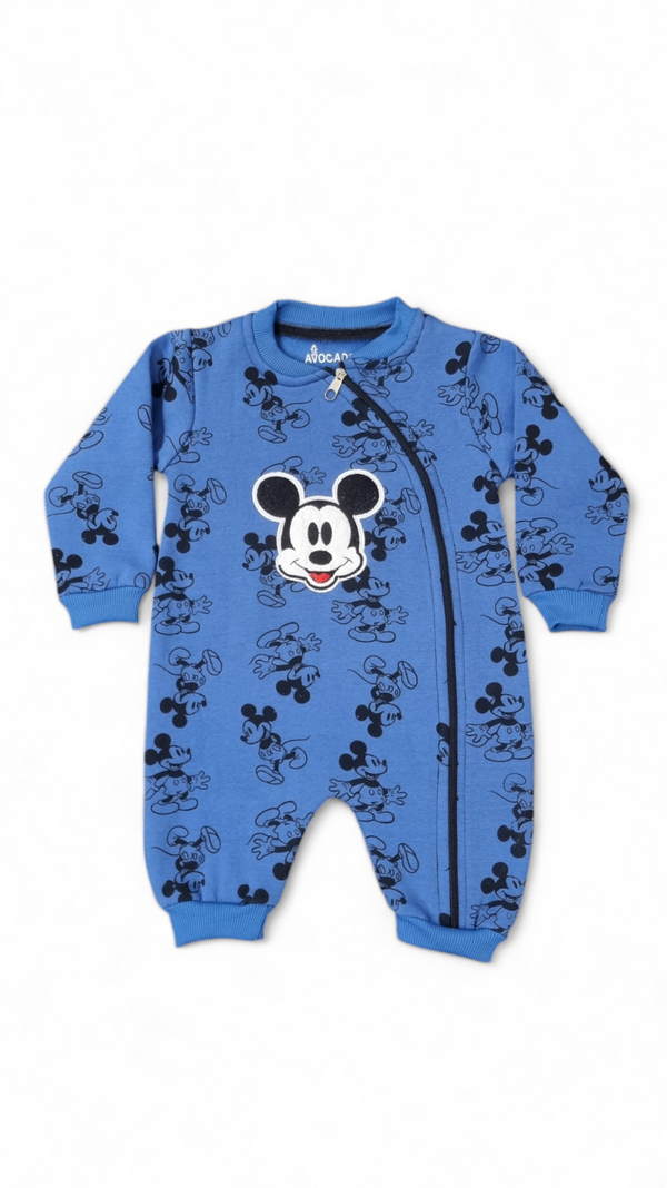 Mickey Mouse All Over Blue Winter Romper