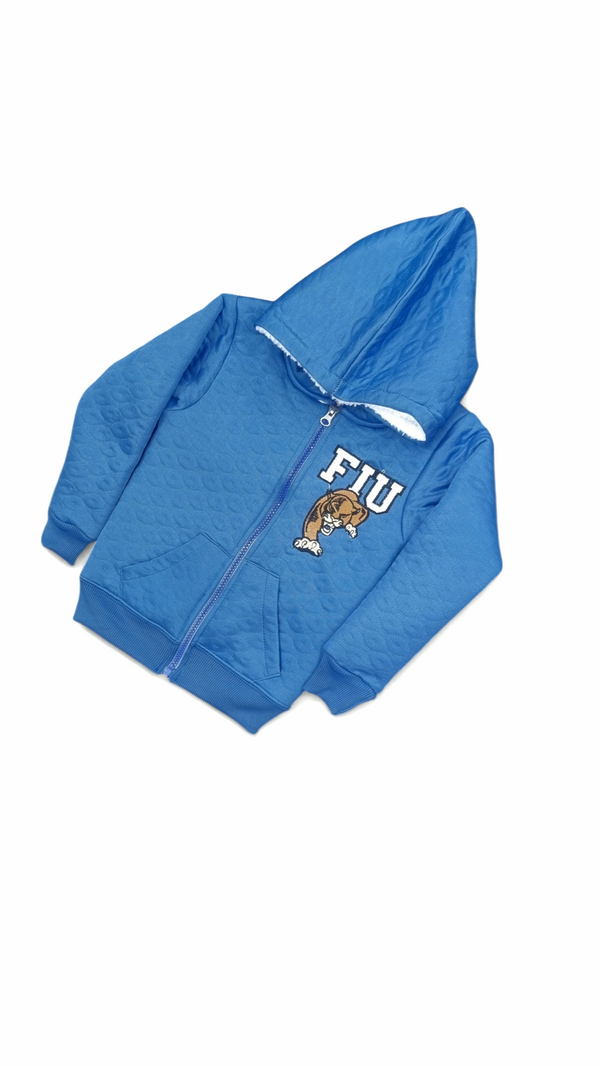 FIU Panther Embossed Fleece Blue Hoodie Zipper