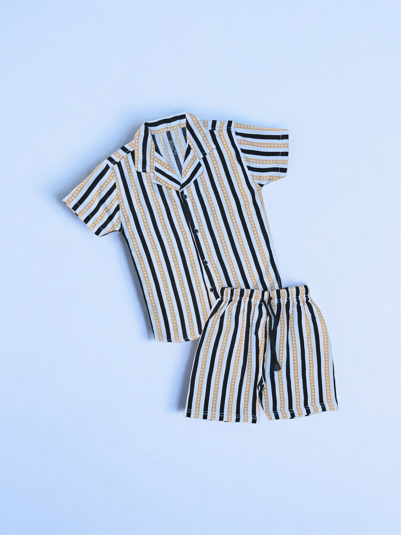 Resort Collar Galaxy Stripes Shirt & Short