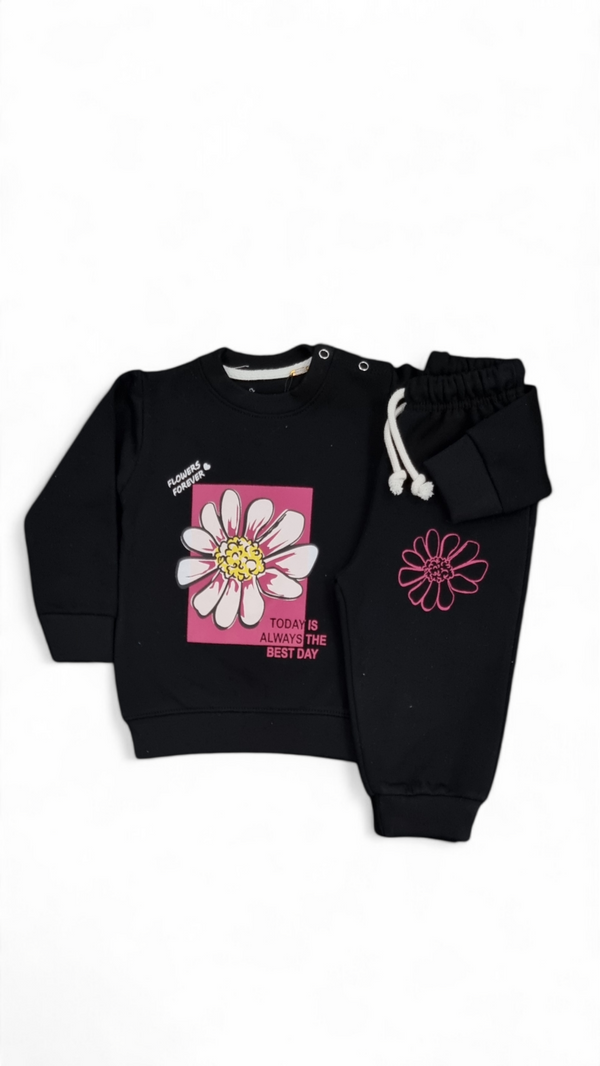 Flowers Forever Printed Fleece Sweatshirt & Trouser