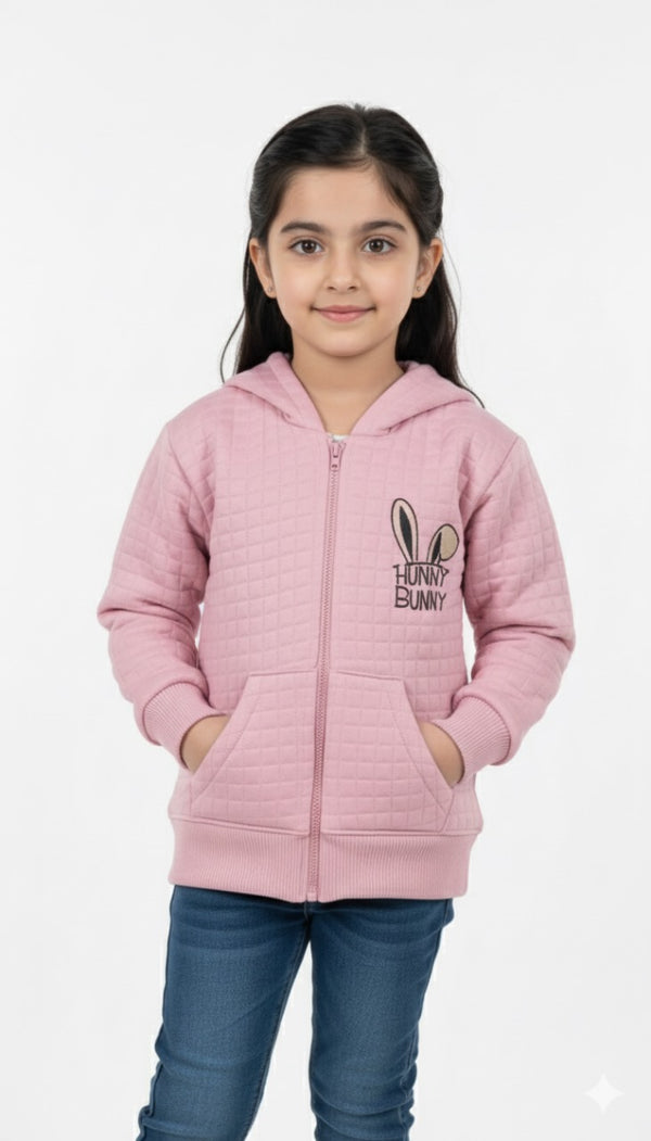 Hunny Bunny Neon Pink Quilted Fur Hoodie Jacket