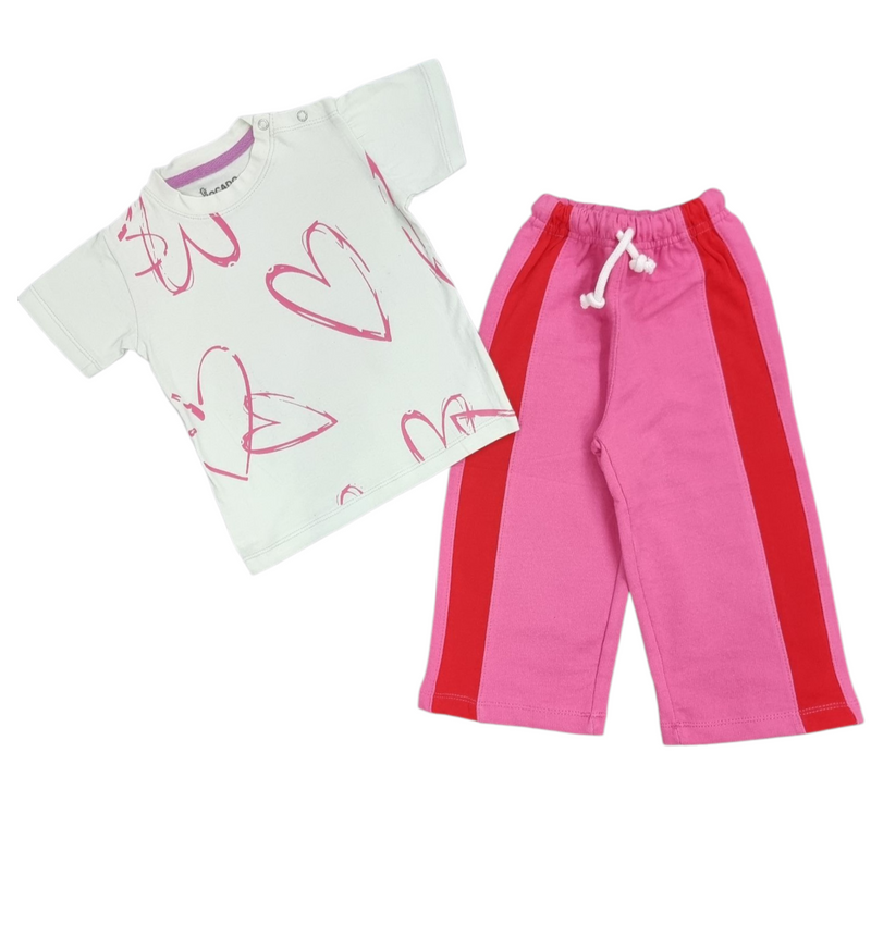 Pink Love Printed Tee & Straight Trouser Infant