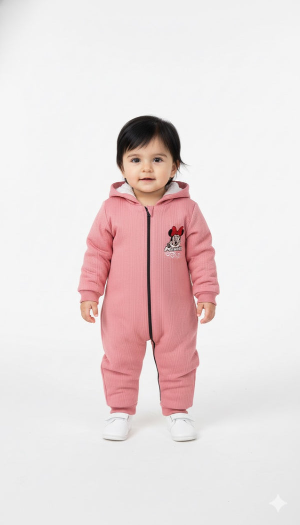 Lilac Minnie Hooded Pink Fur Romper