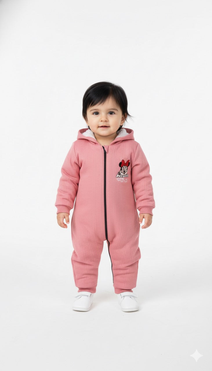 Lilac Minnie Hooded Pink Fur Romper