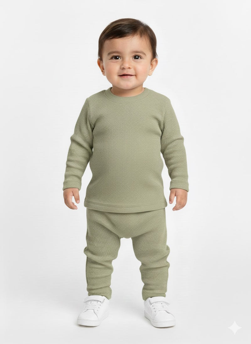 Hunter Green Waffle Knit Sweat Set Infant