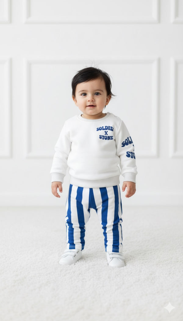 Navy Striped Soldier Fleece Sweatshirt & Trouser Infant