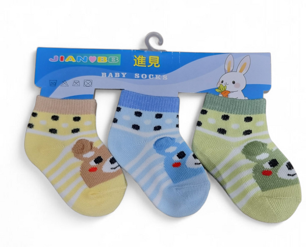 Pack of 3 Teddy Socks 0-6 Months