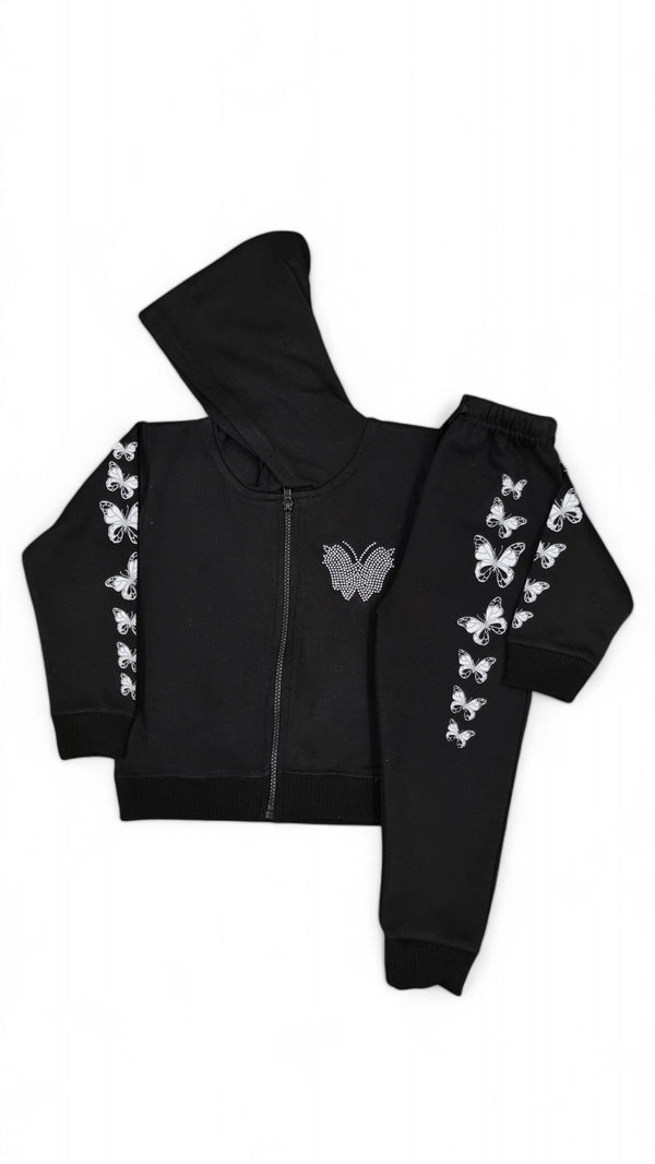 Butterfly Bling Fleece Zip Up Hoodie & Trouser