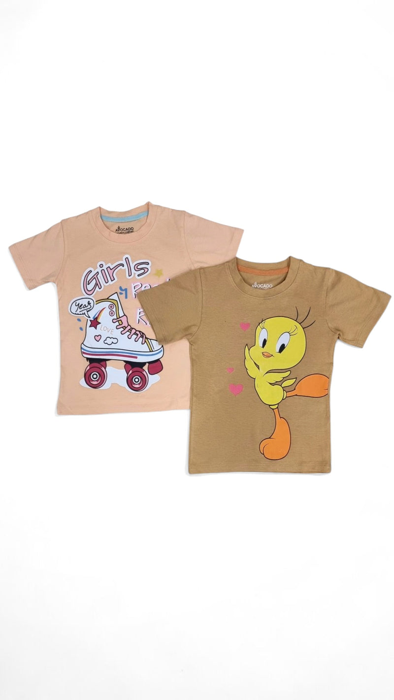 Girls Ready To Roll & Happy Tweety Tee (Pack Of 2)