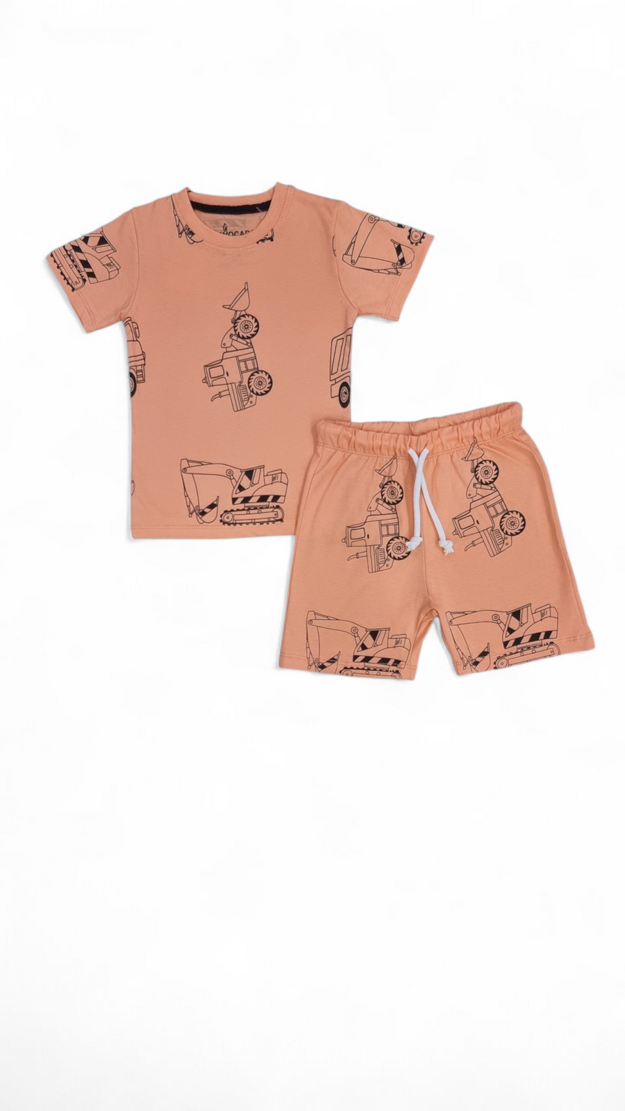 Digger Fun Printed Peach Tee & Short