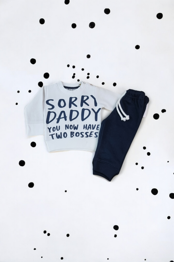 Sorry Daddy Black Fleece Sweatshirt & Trouser Infant