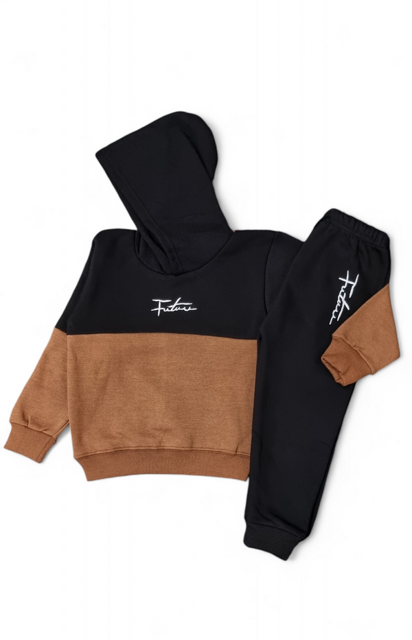 Future Black/Brown Panel Fleece Sweatshirt & Trouser