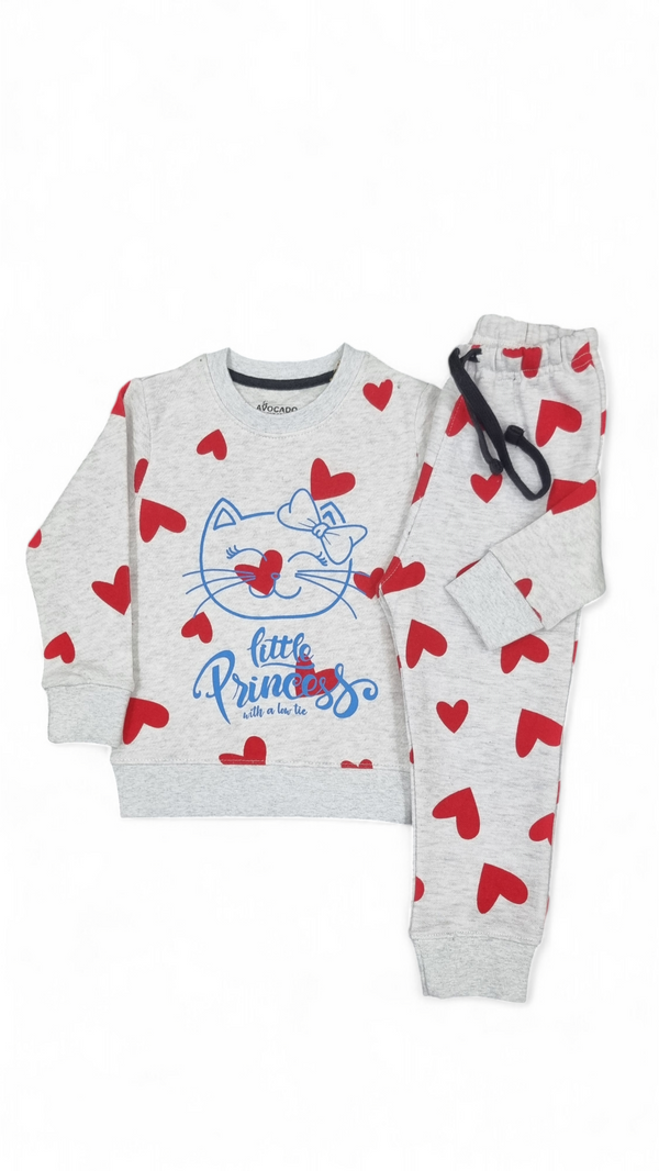 Little Princess With Hearts Fleece Sweatshirt & Trouser