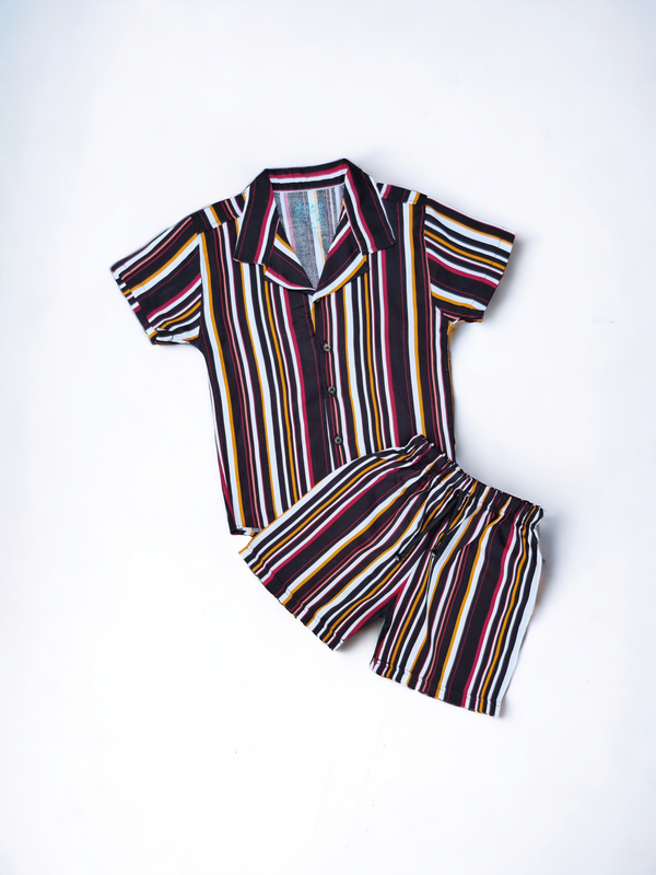 Resort Collar Multicoloured Striped Tee & Short
