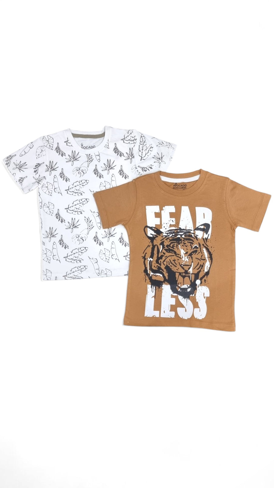 Leaves White Tee & Fearless Lion Tee (Pack Of 2)