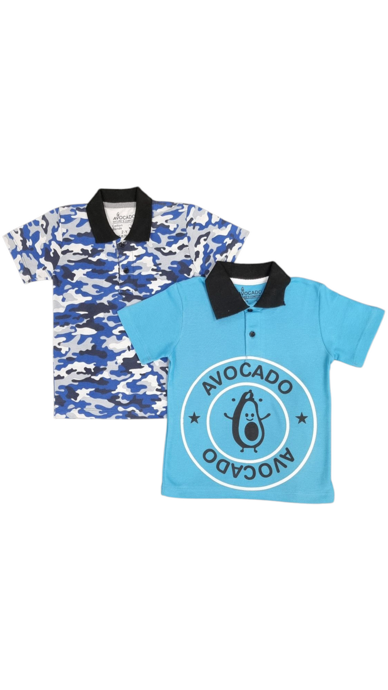 Camouflage Polo Tee & Sky Blue Avocado Superstar Polo (Pack Of 2)