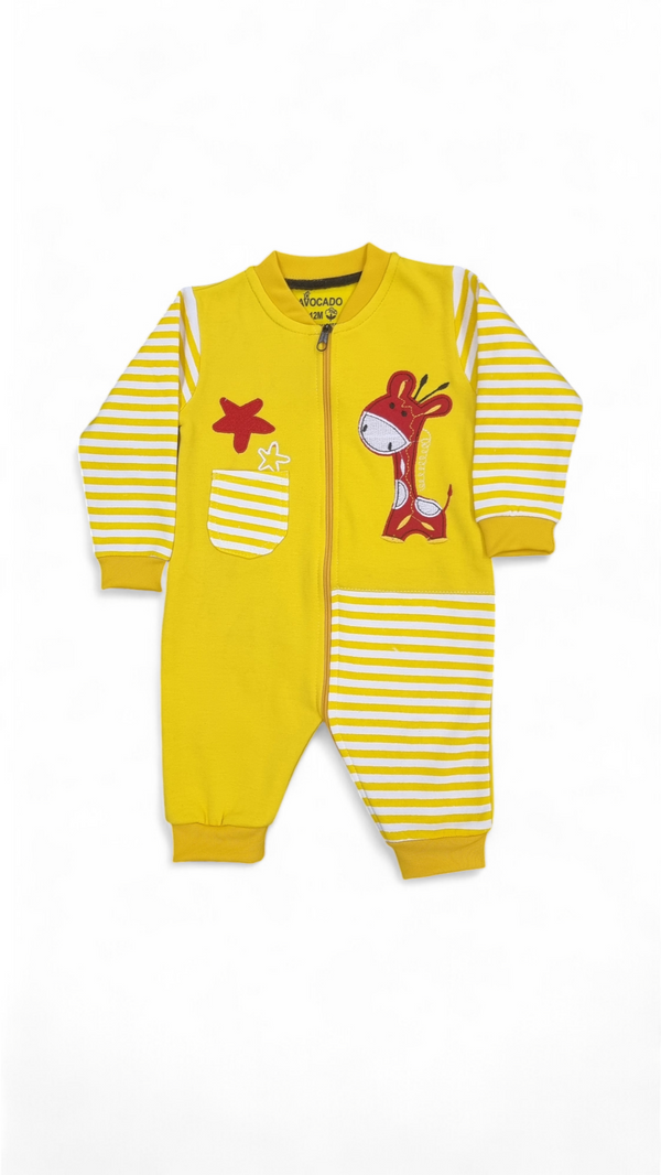 Striped Safari Giraffe Fleece Romper