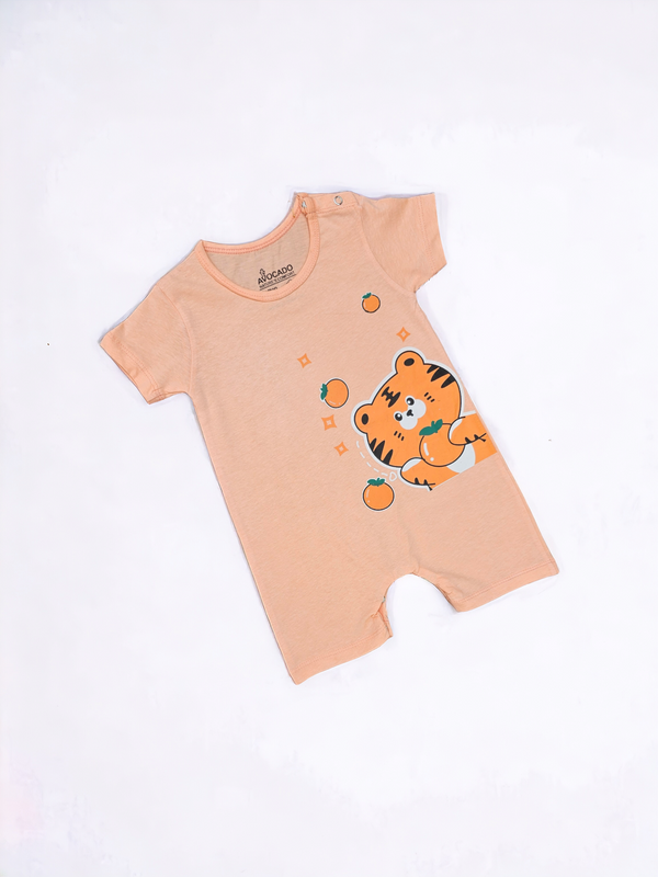 Peach Tiger Print Baby Romper