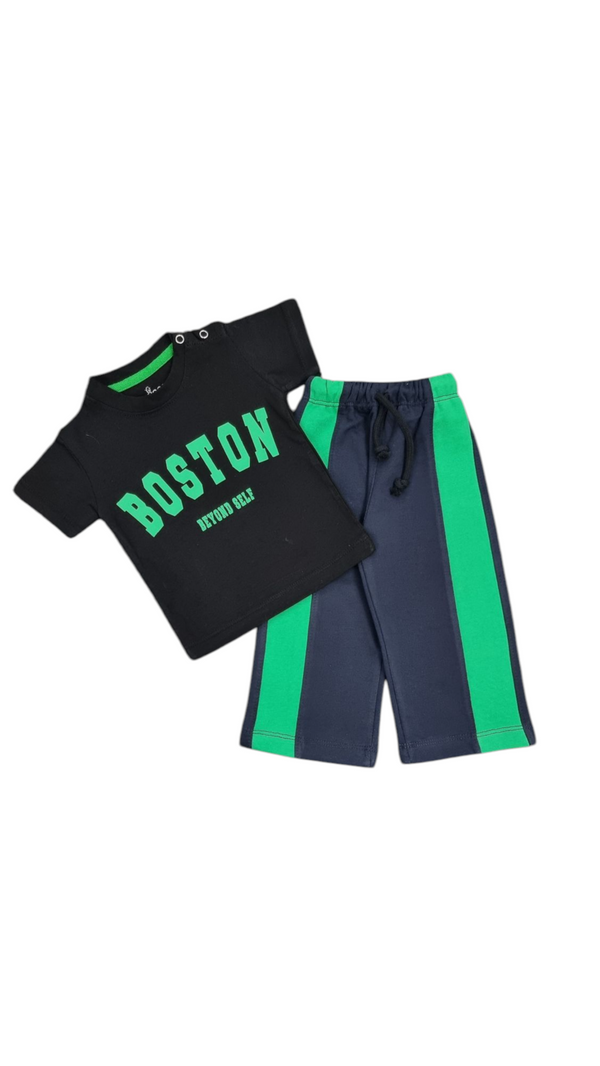 Boston Tee & Green Panel Straight Terry Trouser Infant