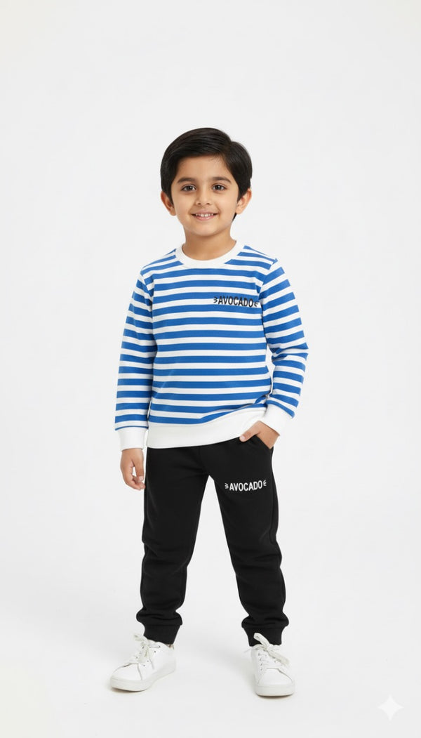 Blue Striped Avocado Fleece Sweatshirt & Trouser