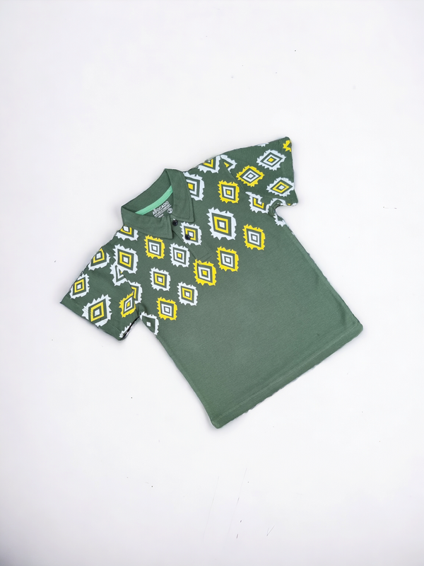 Green Rhombus Front & Back Design Polo Tee