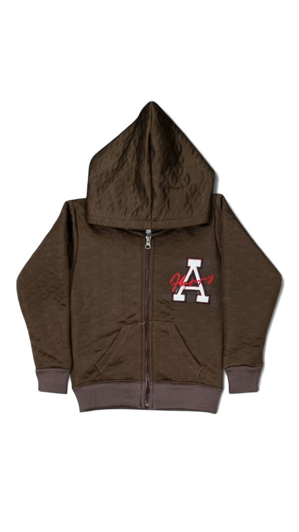 Herry Brown Embossed Fleece Hoodie