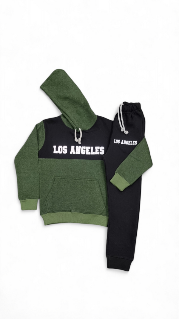 LA Style Two Tone Fleece Hoodie & Trouser