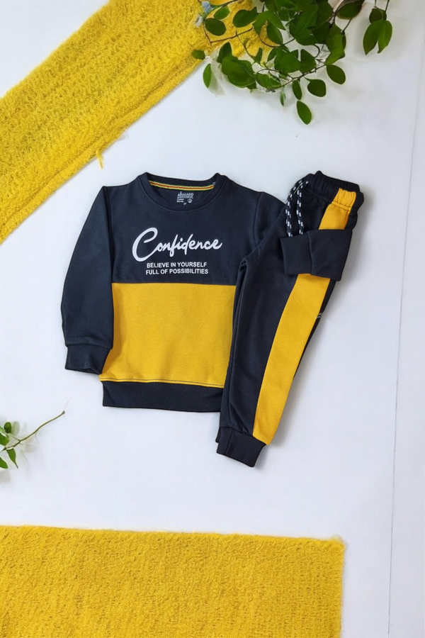 Confidence Full Of Possibilities Black/Mustard Panel Tracksuit