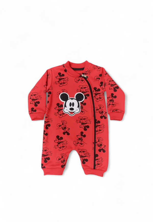 Mickey Mouse All Over Red Winter Romper