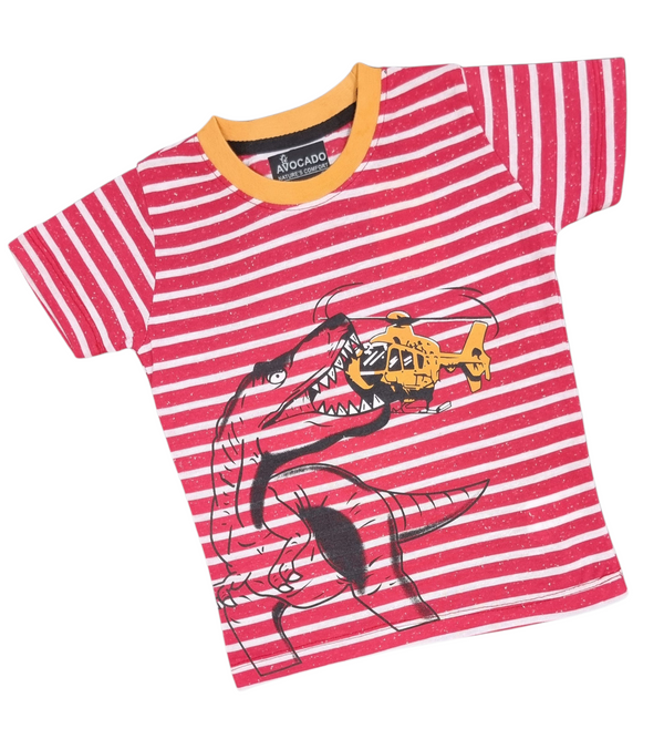 Jurassic Chopper Clash Dark Pink Striped Tee