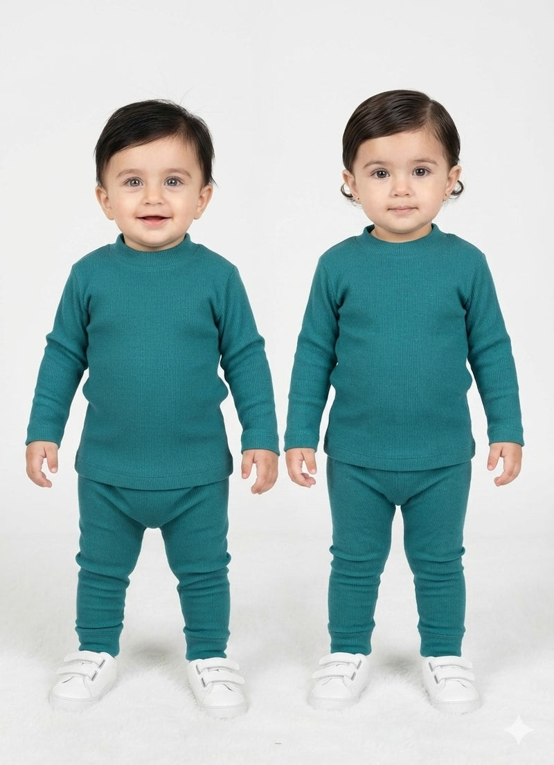 Sea Green Waffle Knit Sweat Set Infant