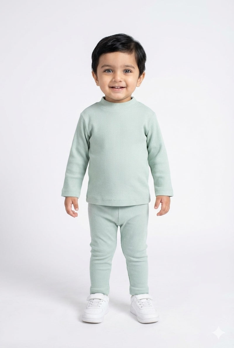 Ice Blue Waffle Knit Sweat Set Infant