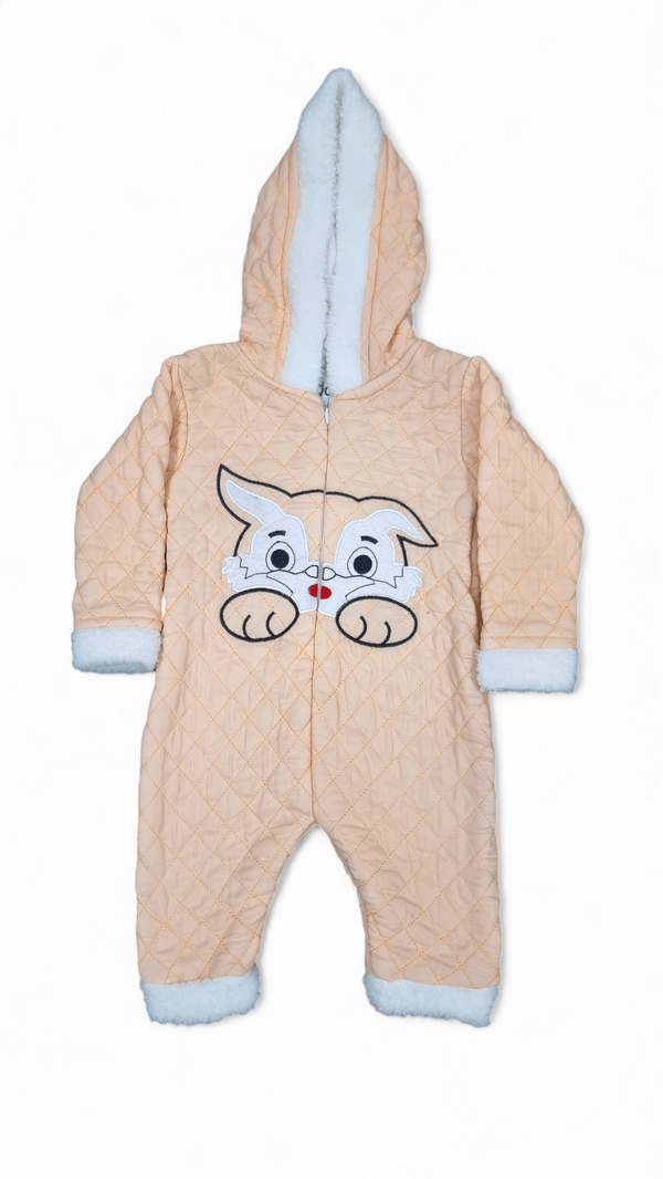 Warm Kitty Quilted Peach Embossed Romper