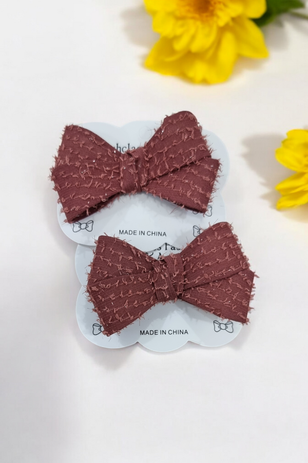 Plum Lace Ribbon Bow Hair Clip