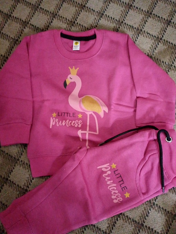 Little Princess Dark Pink Fleece Sweatshirt & Trouser