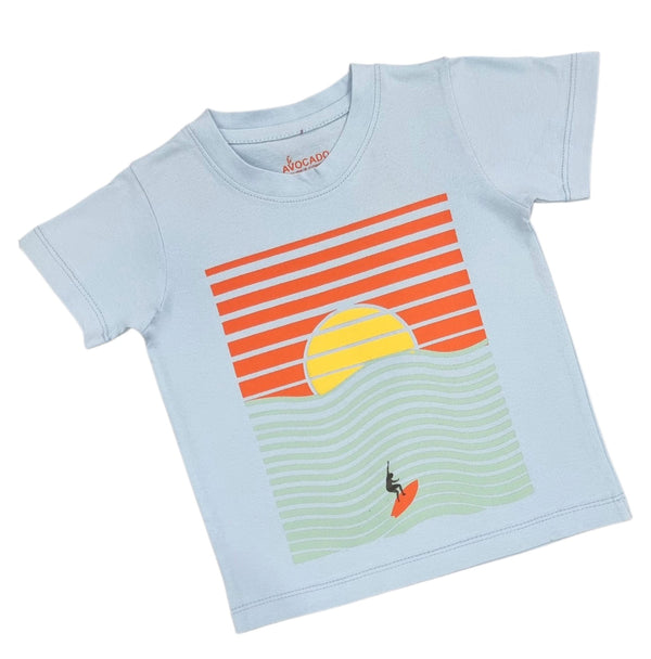 Sunset Surfer Sky Blue Tee