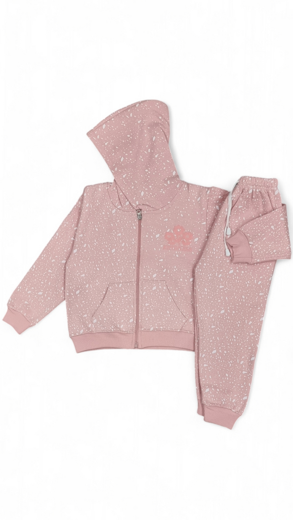 Kindness Light Pink Fleece Zip Up Hoodie & Trouser