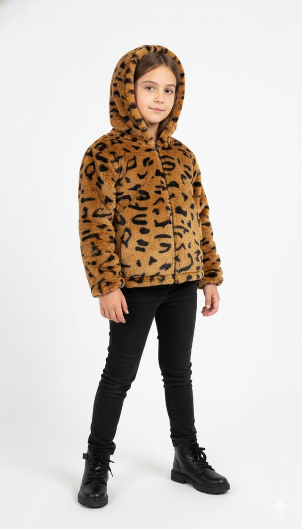 Golden Cheetah Plush Fur Jacket