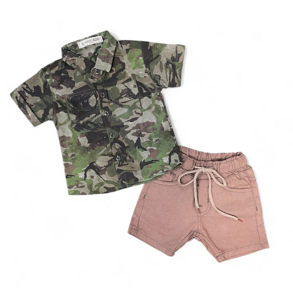 Little Ranger Shirt & Light Brown Denim Short