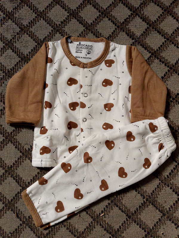 Brown Heart All Over Winter Shirt & Trouser Infant