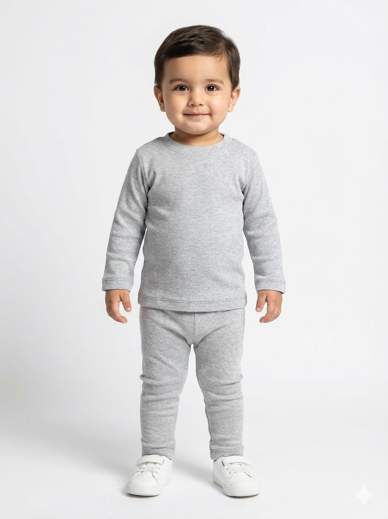 Light Grey Waffle Knit Sweat Set Infant