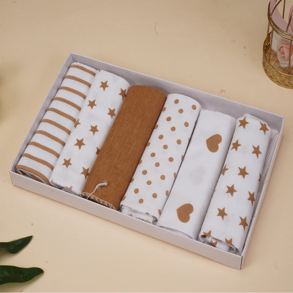 Brown Printed Baby Face Towel