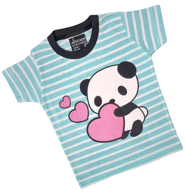 Panda Crush Sky Blue Striped Tee