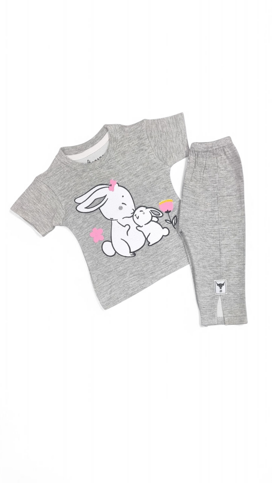 Cute Bunny Hug Grey Tee & Trouser