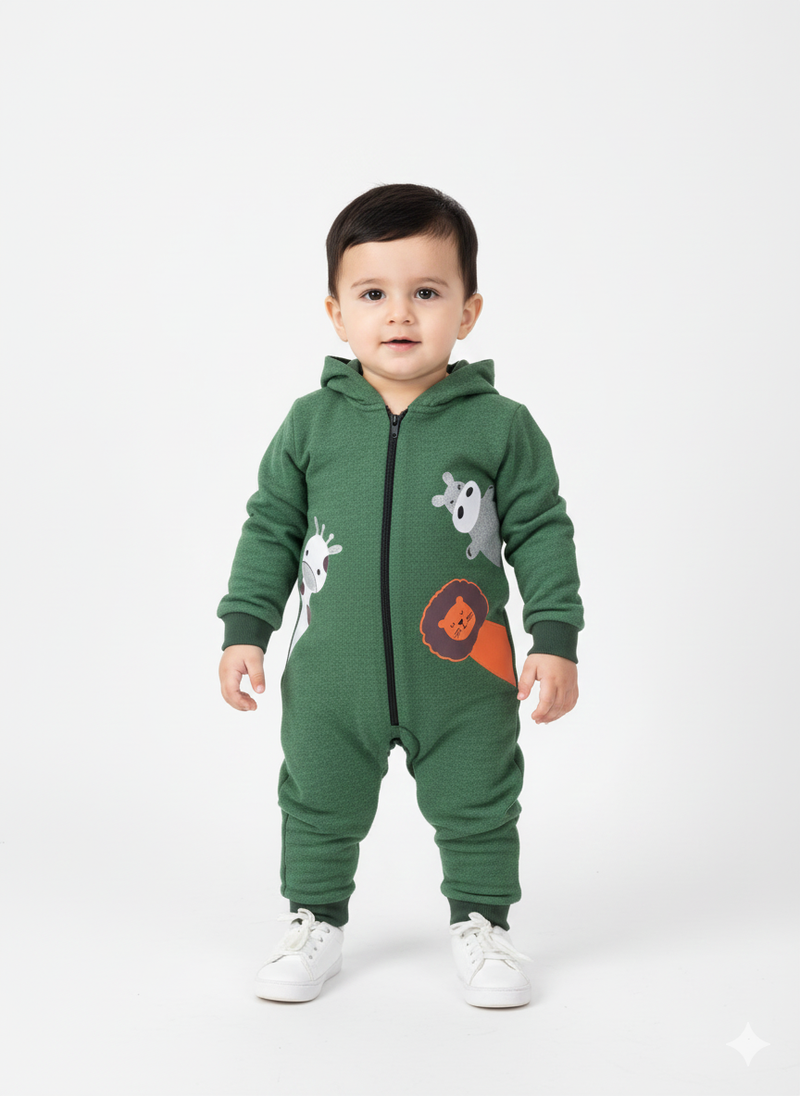 Jungle Friends Baby Hooded Romper