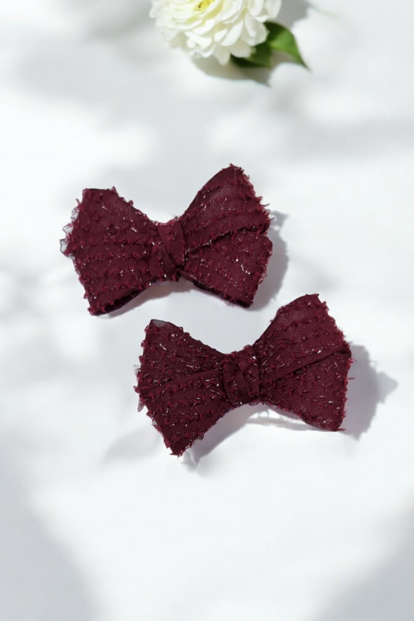 Red Lace Ribbon Bow Hair Clip