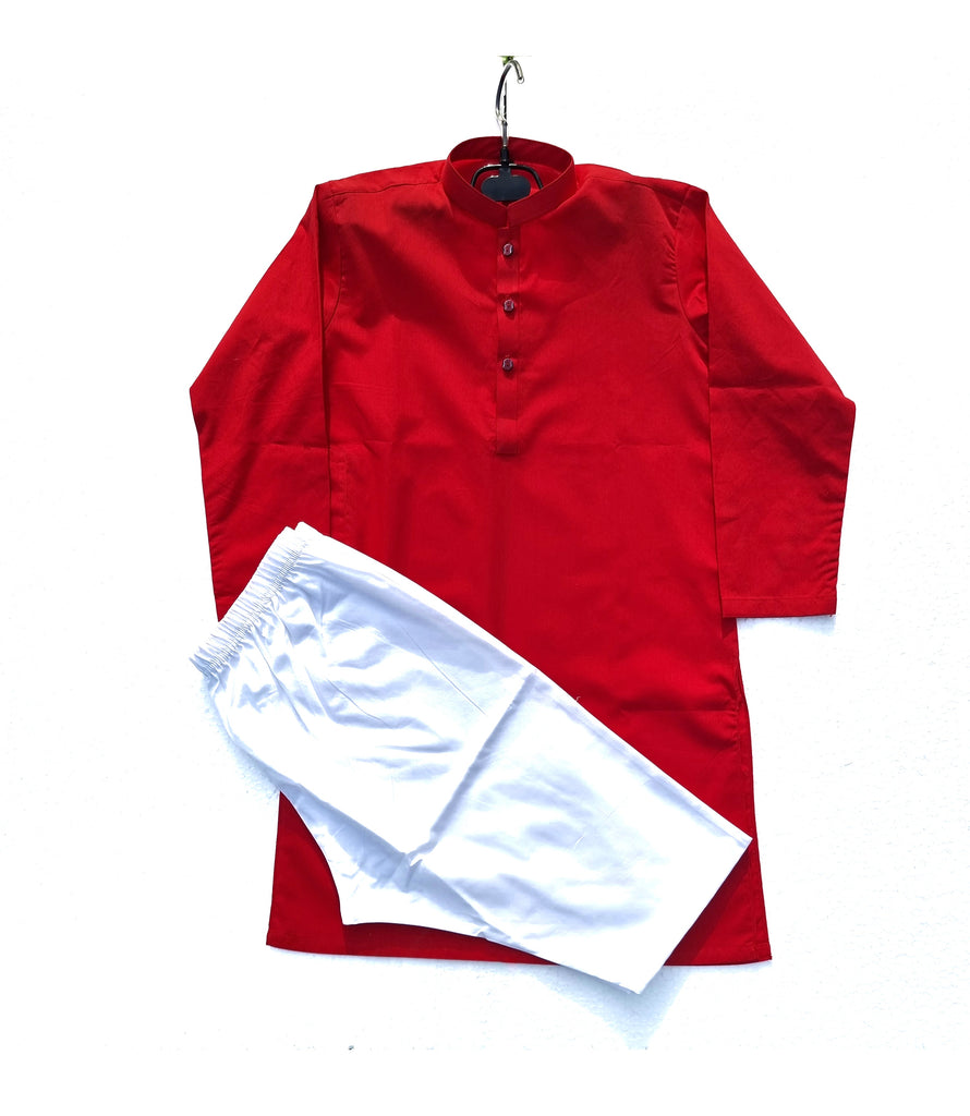 Red Kurta & White Trouser